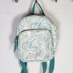 Art Class Brand Green Teal Marble Swirl 2 Compartment White Swirl Mini Back Pack